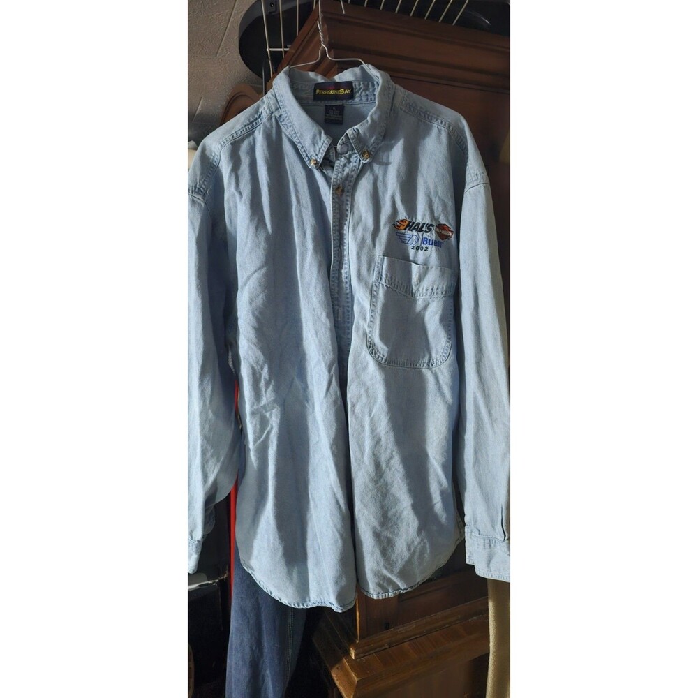 Peregrine Bay Denim Shirt • XL • Harley-Davidson Buell Hal’s 2002 Embroidery •